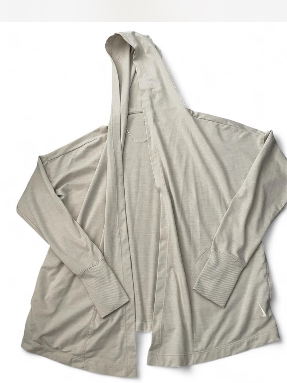 Nike Men's Light Gray Hooded Open-Front Top